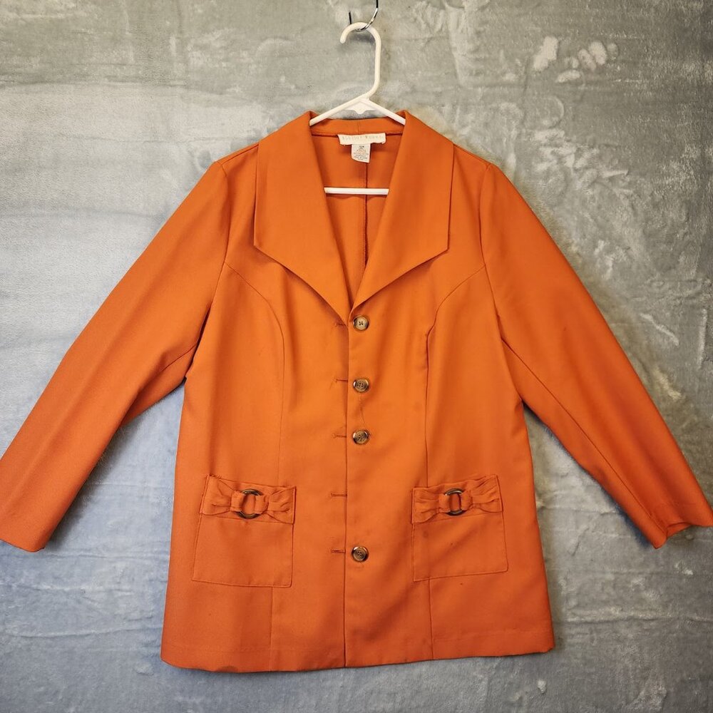 Vtg Allison Woods Blazer Womens Burnt Orange 14w 1970s